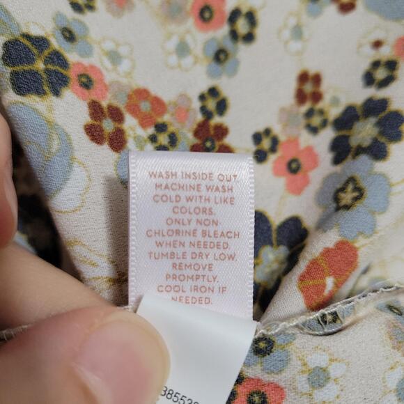 LC Lauren Conrad Blouse XL Floral Print Square Neck Long Sleeve Boho Peasant - Picture 9 of 9